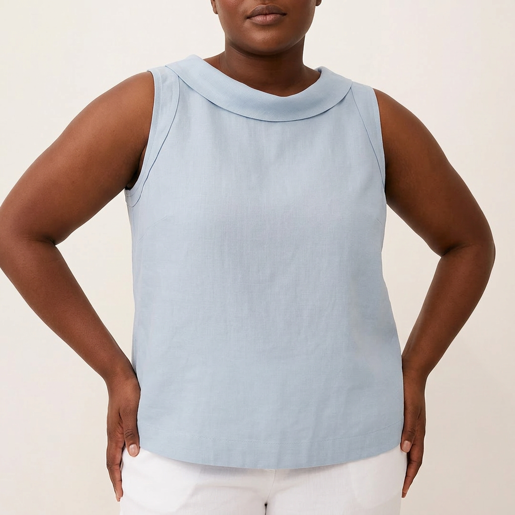 Maria | Sleeveless Roll Collar Top