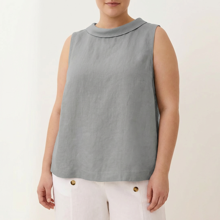 Maria | Sleeveless Roll Collar Top