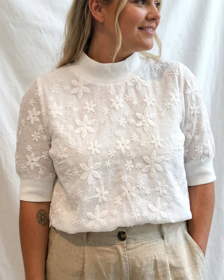 Julia | Floral Solid Stand-Up Collar
