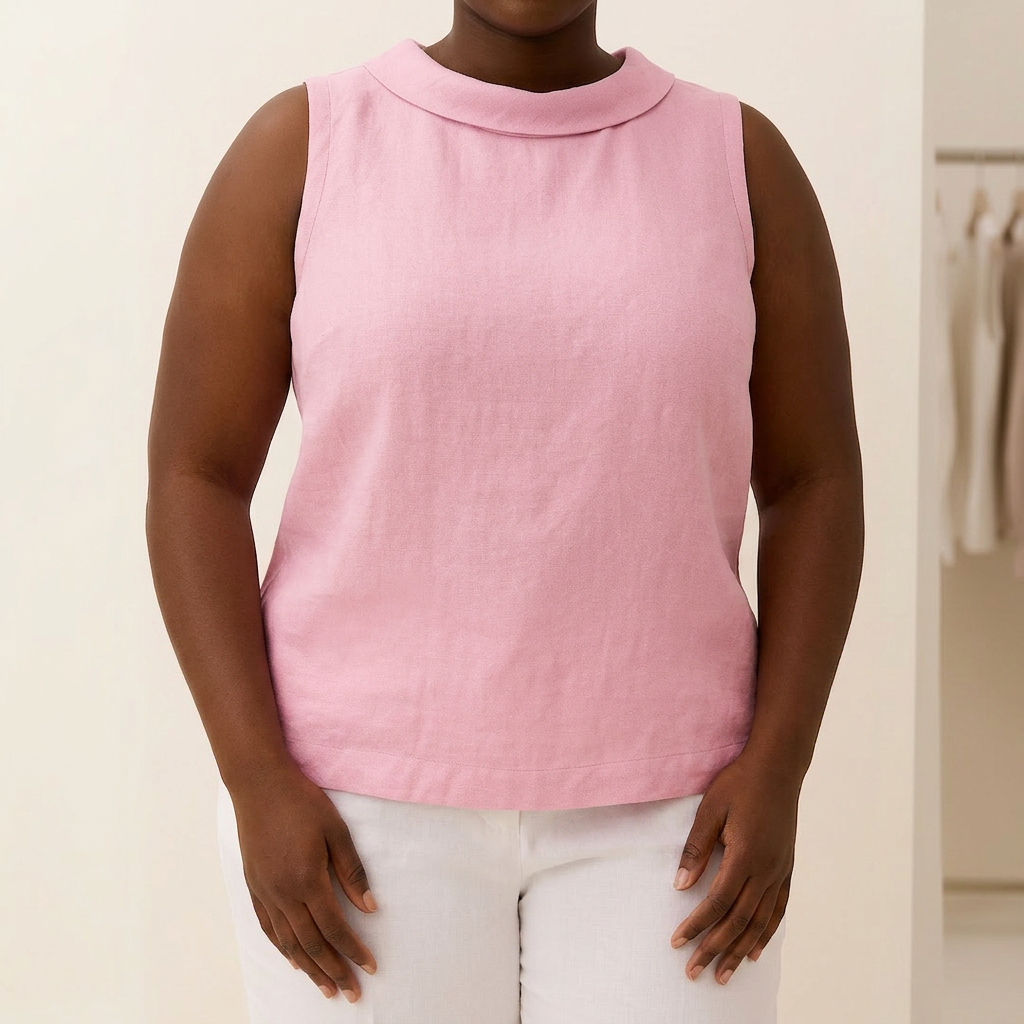 Maria | Sleeveless Roll Collar Top