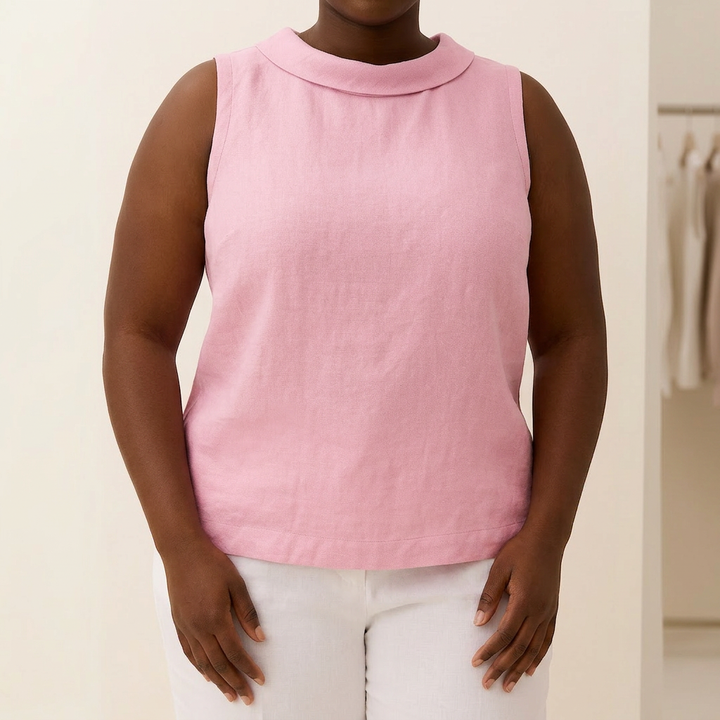 Maria | Sleeveless Roll Collar Top