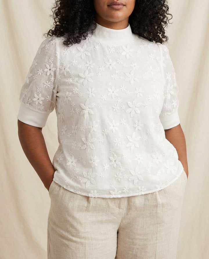 Julia | Floral Solid Stand-Up Collar