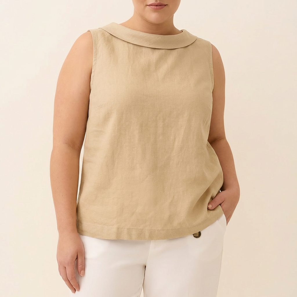 Maria | Sleeveless Roll Collar Top