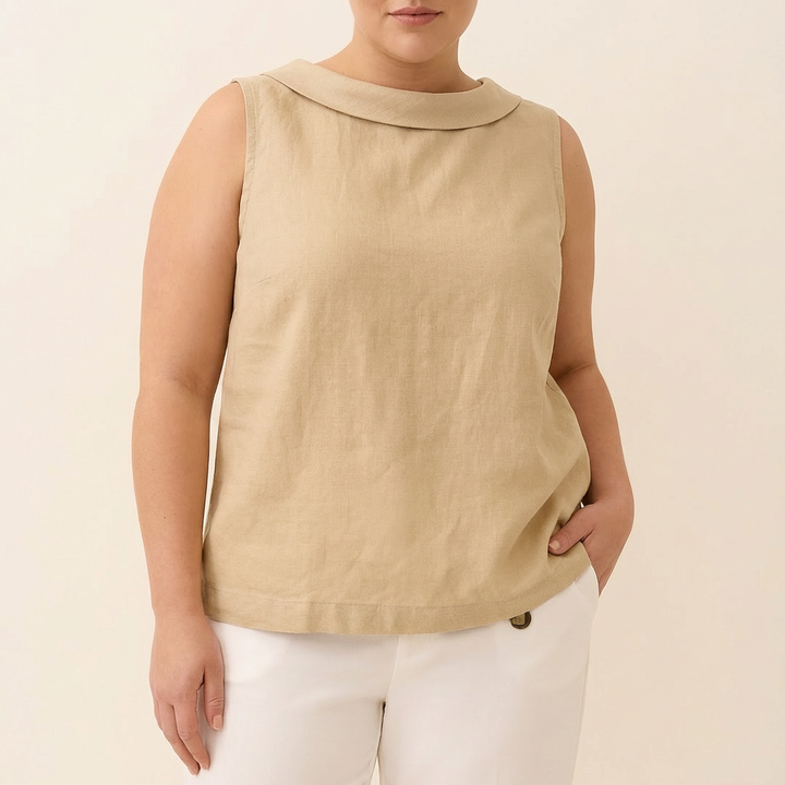 Maria | Sleeveless Roll Collar Top