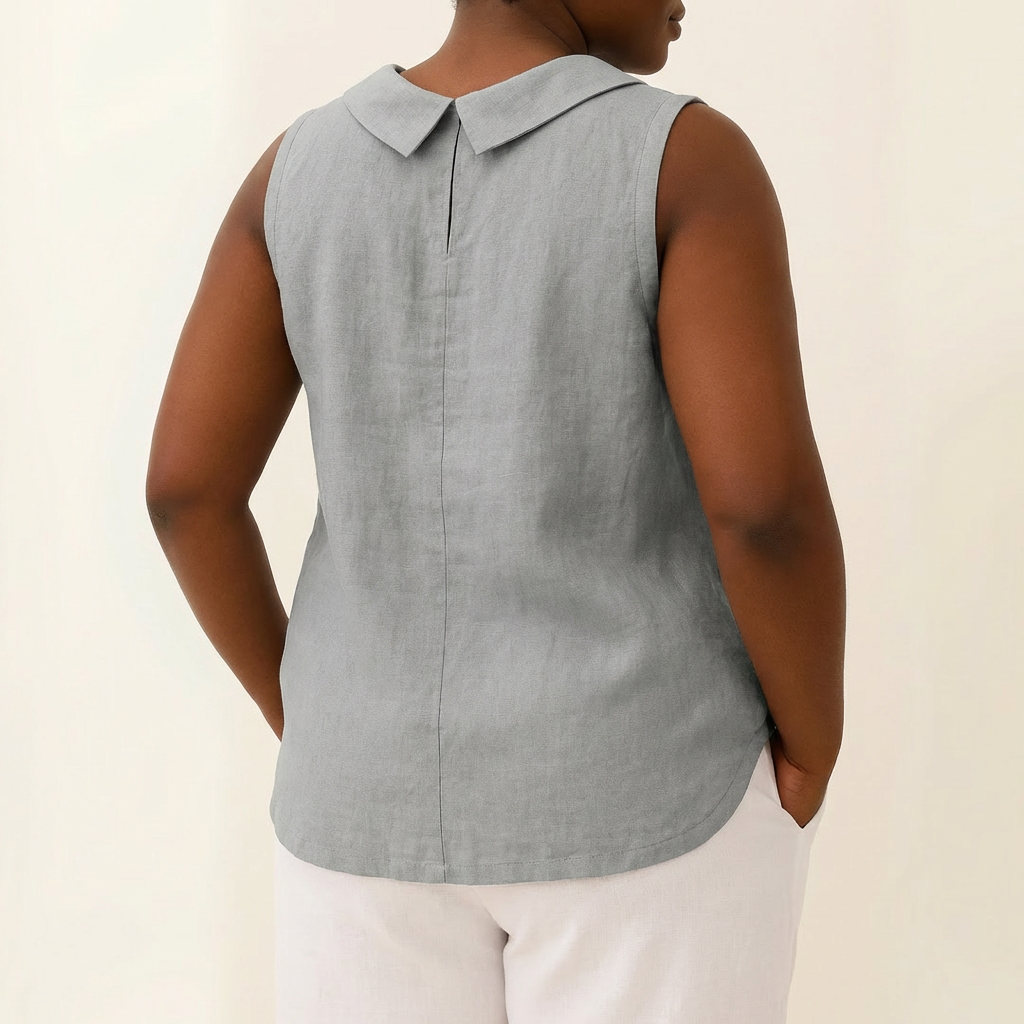 Maria | Sleeveless Roll Collar Top