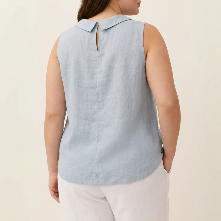 Maria | Sleeveless Roll Collar Top