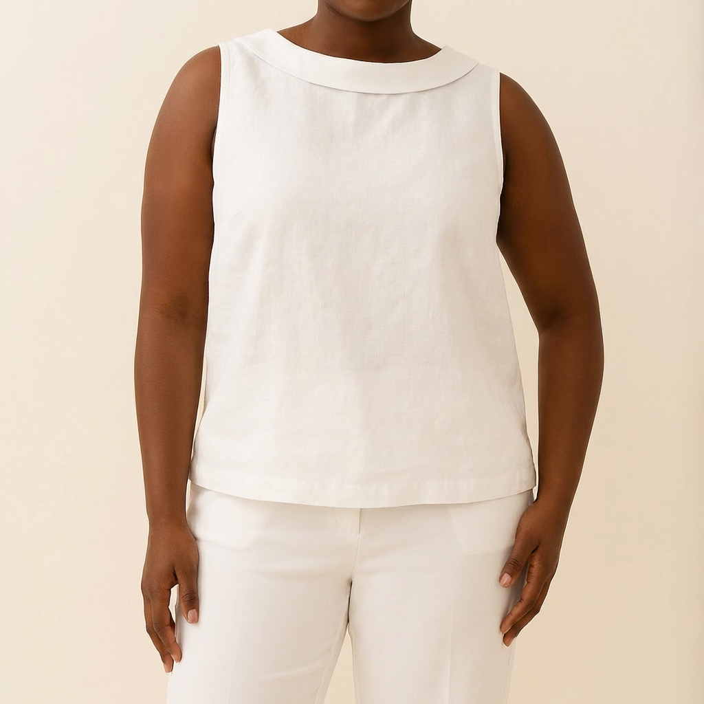 Maria | Sleeveless Roll Collar Top