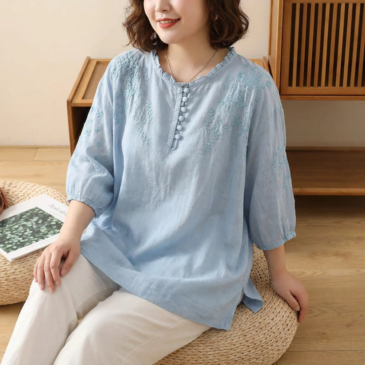 Suzanne | Floral Button-Front Blouse