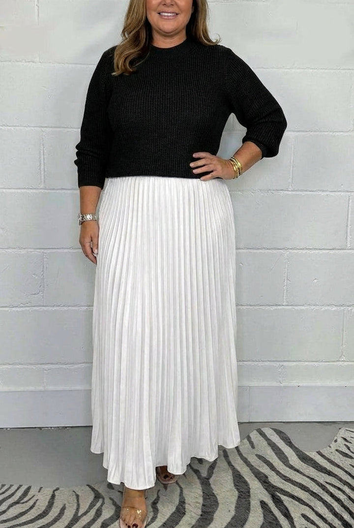 Claudia - Maxi dress with sweater and pleated skirt